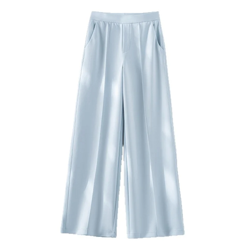 Damen Weite Highwaist-Hose mit Bügelfalte, elastischem Bund und Eingrifftaschen Nord Taschen