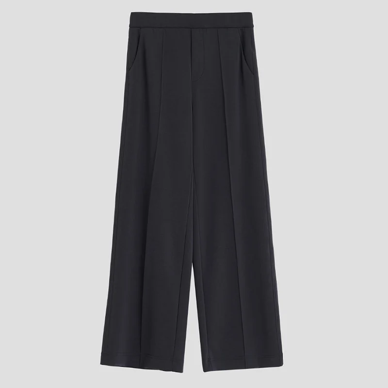 Damen Weite Highwaist-Hose mit Bügelfalte, elastischem Bund und Eingrifftaschen Nord Taschen