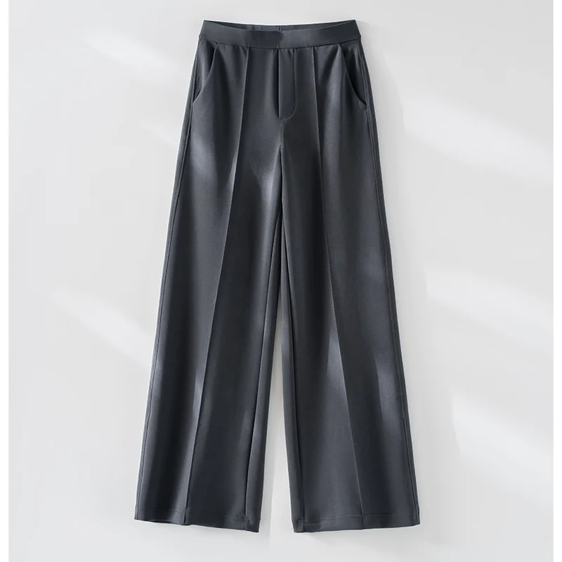 Damen Weite Highwaist-Hose mit Bügelfalte, elastischem Bund und Eingrifftaschen Nord Taschen