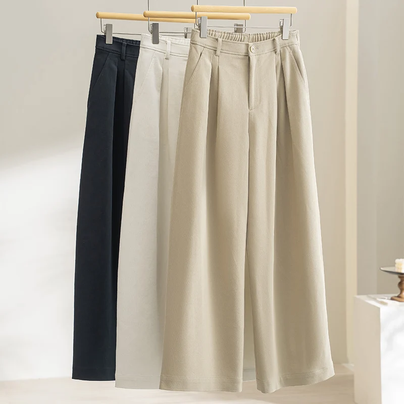 Damen Weite High‑Waist‑Hose mit Bundfalten und elastischem Rückteil Nord Taschen