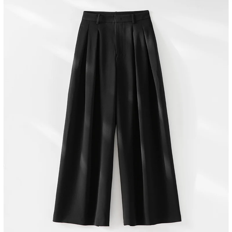 Damen Weite High-Waist-Hose mit Bundfalten und Culotte-Silhouette Nord Taschen