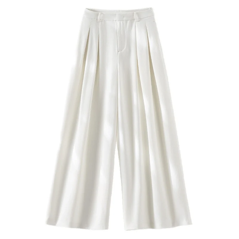 Damen Weite High-Waist-Hose mit Bundfalten und Culotte-Silhouette Nord Taschen