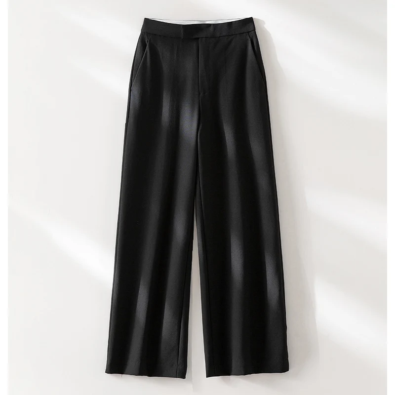 Damen Weite High‑Waist-Hose in Satin‑Optik mit Bügelfalte und seitlichen Eingrifftaschen Nord Taschen