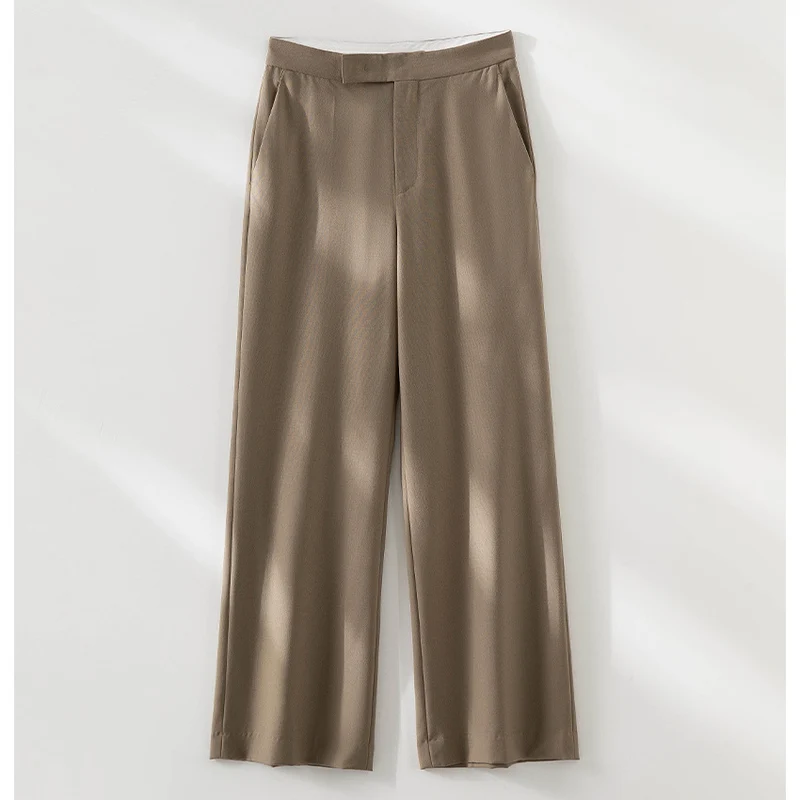 Damen Weite High‑Waist-Hose in Satin‑Optik mit Bügelfalte und seitlichen Eingrifftaschen Nord Taschen
