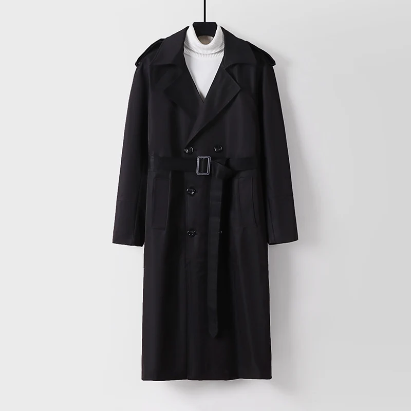 Herren Doppelreihiger Trenchcoat mit Taillengürtel und Schulterlaschen Nord Taschen