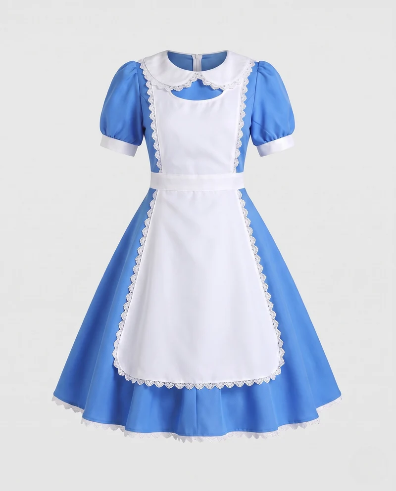 Damen Kostümkleid im Alice im Wunderland Stil mit Schürze Nord Taschen