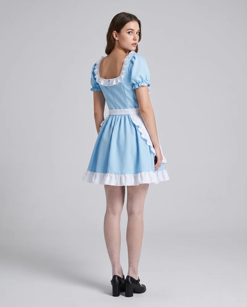 Damen Kostümkleid im Edvardianischen Stil mit Rüschendetails und Schürze Nord Taschen