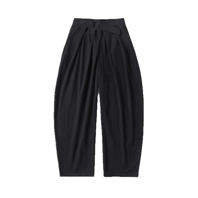 Damen Elegante Bundfalten-Hose mit ballonförmigem Bein und elastischem Taillenbund Nord Taschen