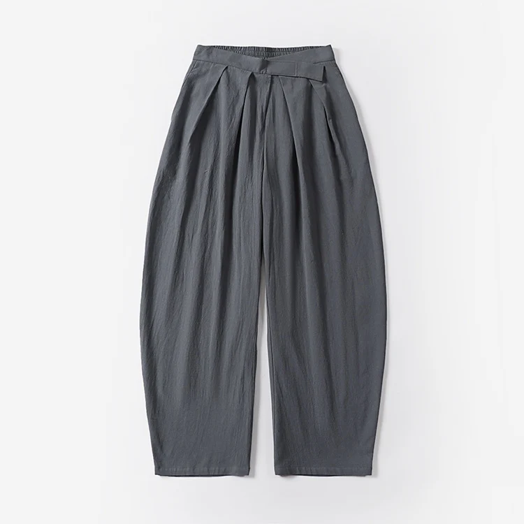 Damen Elegante Bundfalten-Hose mit ballonförmigem Bein und elastischem Taillenbund Nord Taschen