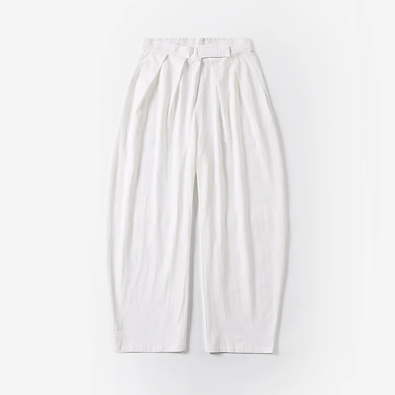 Damen Elegante Bundfalten-Hose mit ballonförmigem Bein und elastischem Taillenbund Nord Taschen