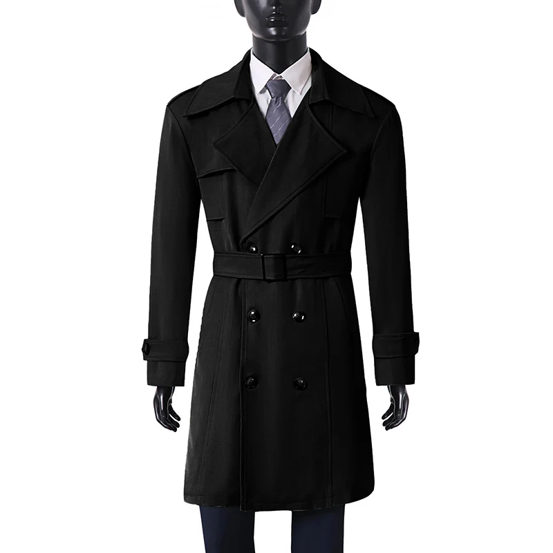 Damen Doppelreihiger Trenchcoat mit weitem Schalkragen und Epauletten Nord Taschen