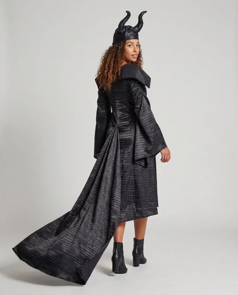 Damen Maleficent Kostüm mit voluminöser Kapuze und schimmerndem Satin Nord Taschen