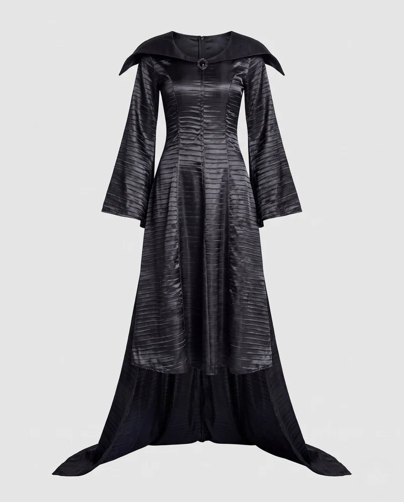Damen Maleficent Kostüm mit voluminöser Kapuze und schimmerndem Satin Nord Taschen