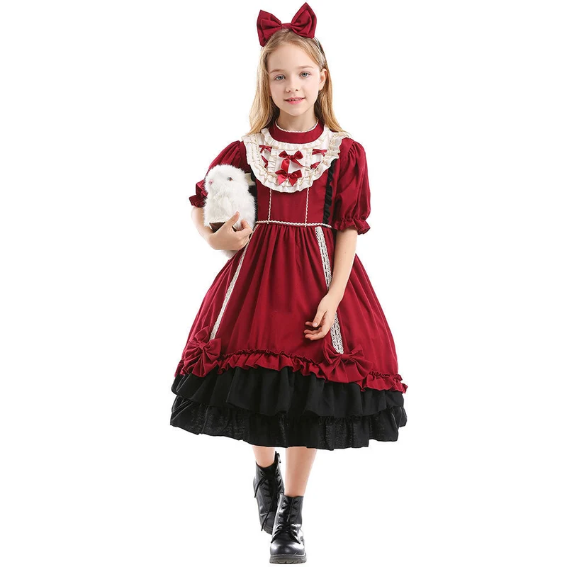 Mädchen Lolita Kleid mit Rüschen und Schleifen Nord Taschen