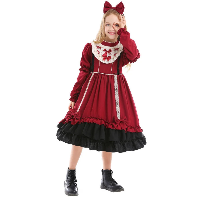 Mädchen Lolita Kleid mit Rüschen und Schleifen Nord Taschen