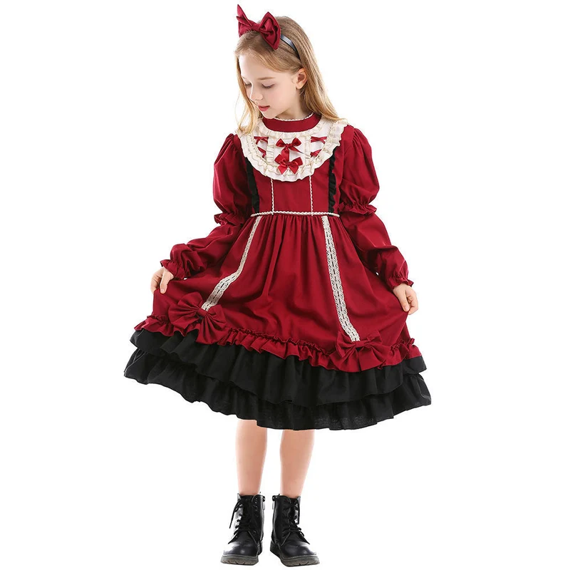 Mädchen Lolita Kleid mit Rüschen und Schleifen Nord Taschen