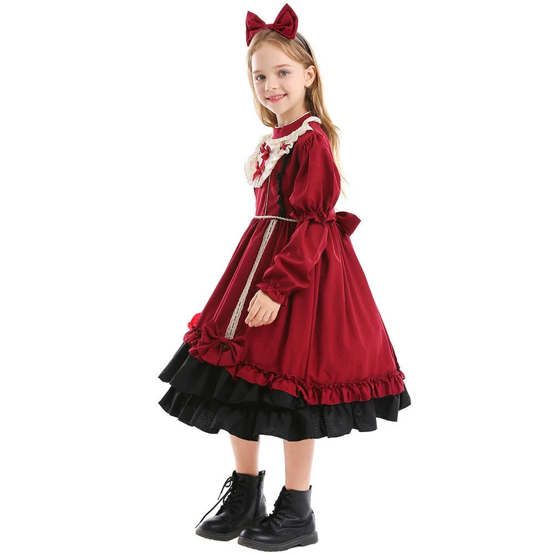 Mädchen Lolita Kleid mit Rüschen und Schleifen Nord Taschen