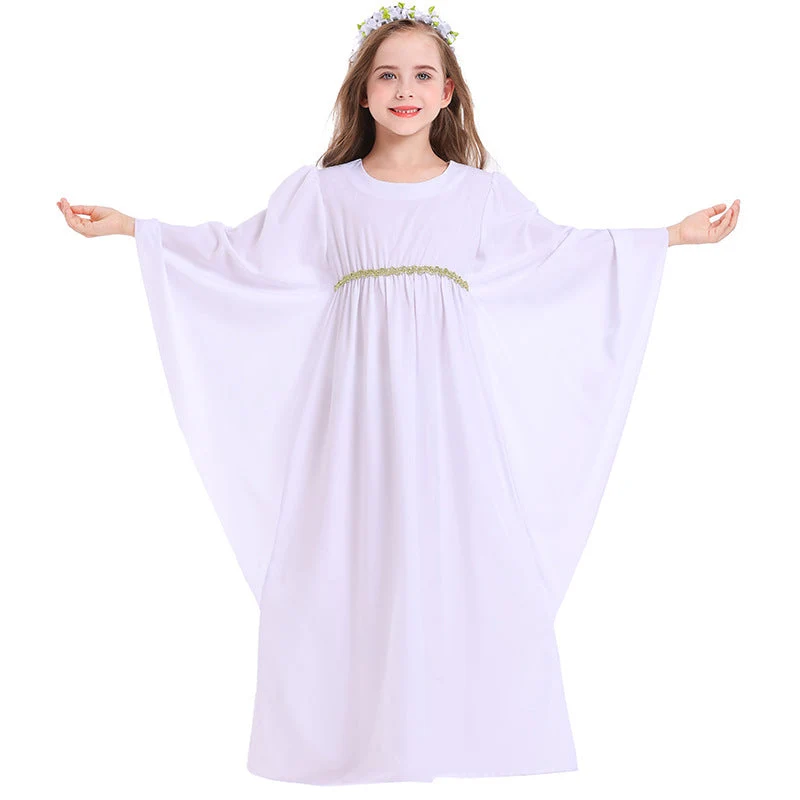 Mädchen märchenhaftes Kleid mit weitem Ärmeln und floralem Gürtel Nord Taschen