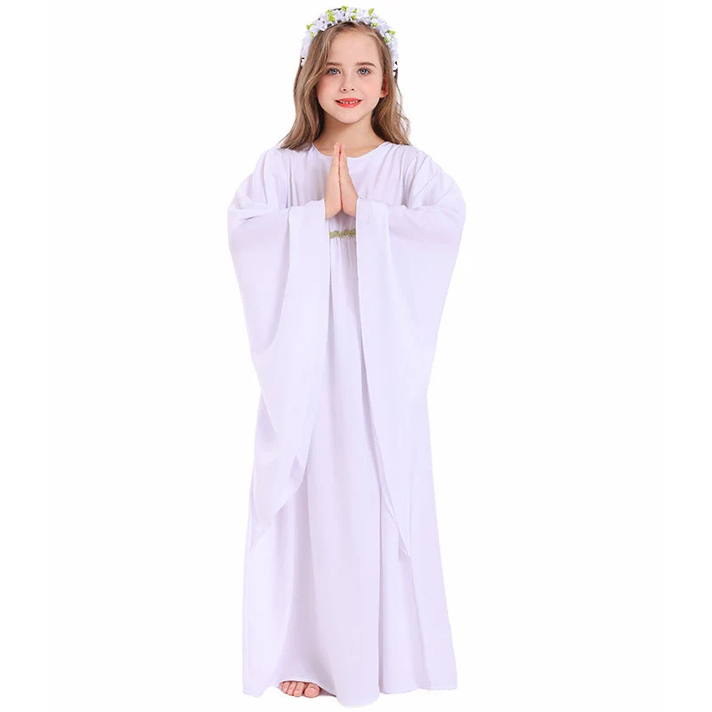 Mädchen märchenhaftes Kleid mit weitem Ärmeln und floralem Gürtel Nord Taschen