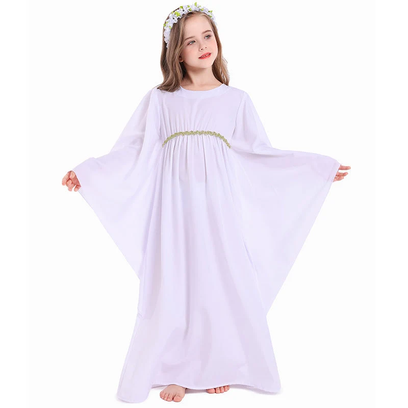 Mädchen märchenhaftes Kleid mit weitem Ärmeln und floralem Gürtel Nord Taschen