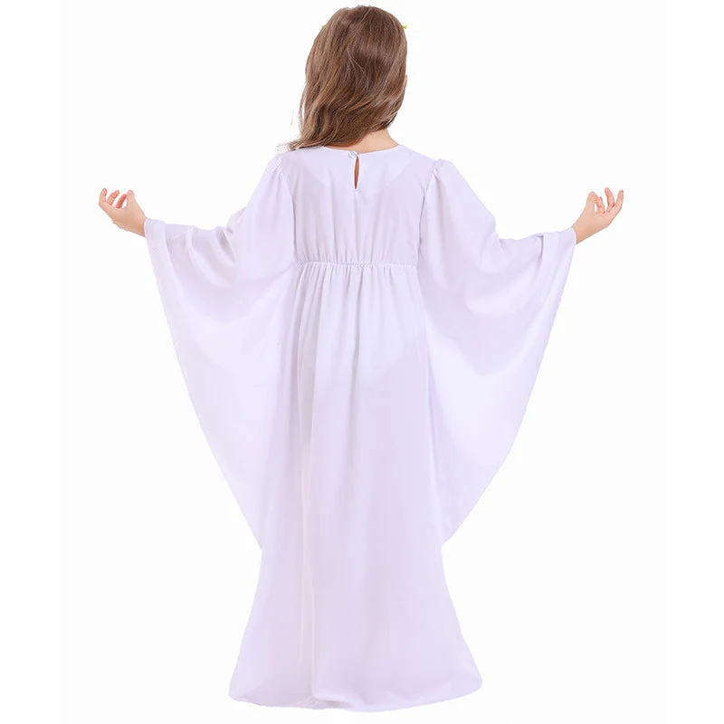 Mädchen märchenhaftes Kleid mit weitem Ärmeln und floralem Gürtel Nord Taschen