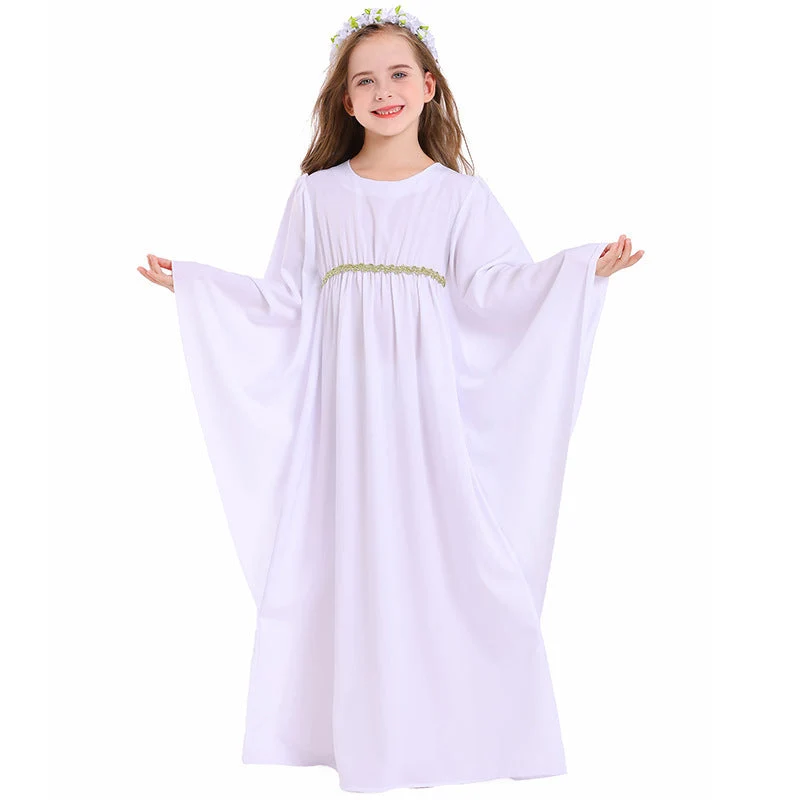 Mädchen märchenhaftes Kleid mit weitem Ärmeln und floralem Gürtel Nord Taschen