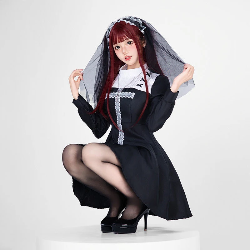 Damen Verspielt romantisches Dienstmädchenkleid mit Rüschen und Schleifen Nord Taschen