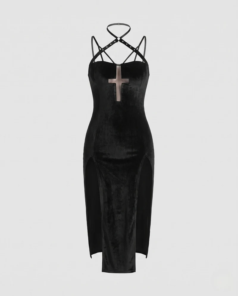 Damen Verspielt sexy Kleid mit Riemchendetail Nord Taschen