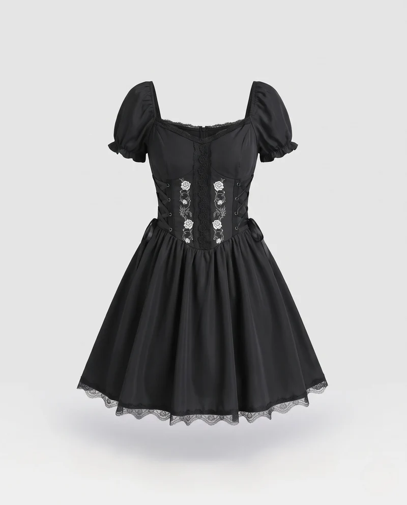 Damen verspieltes Corsagenkleid mit Rüschendetails Nord Taschen