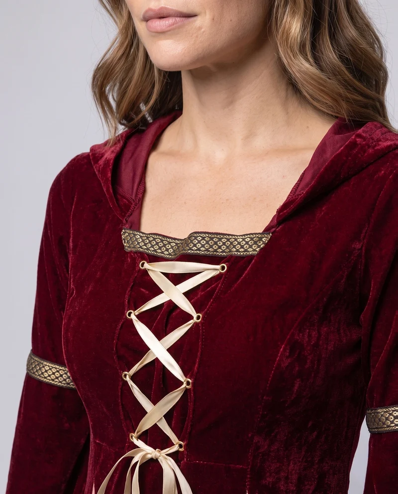 Damen elegantes Kapuzenkleid mit schwingenden Ärmeln Nord Taschen