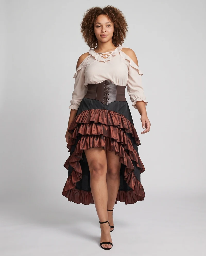 Damen Elegantes Korsett-Kleid mit voluminösem Rüschenrock Nord Taschen