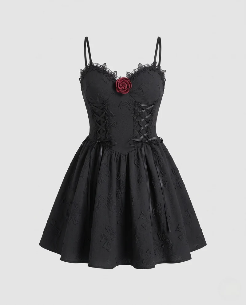 Damen Elegantes Korsett-Kleid mit Spitzenakzenten und schmeichelnder A-Linien-Silhouette Nord Taschen