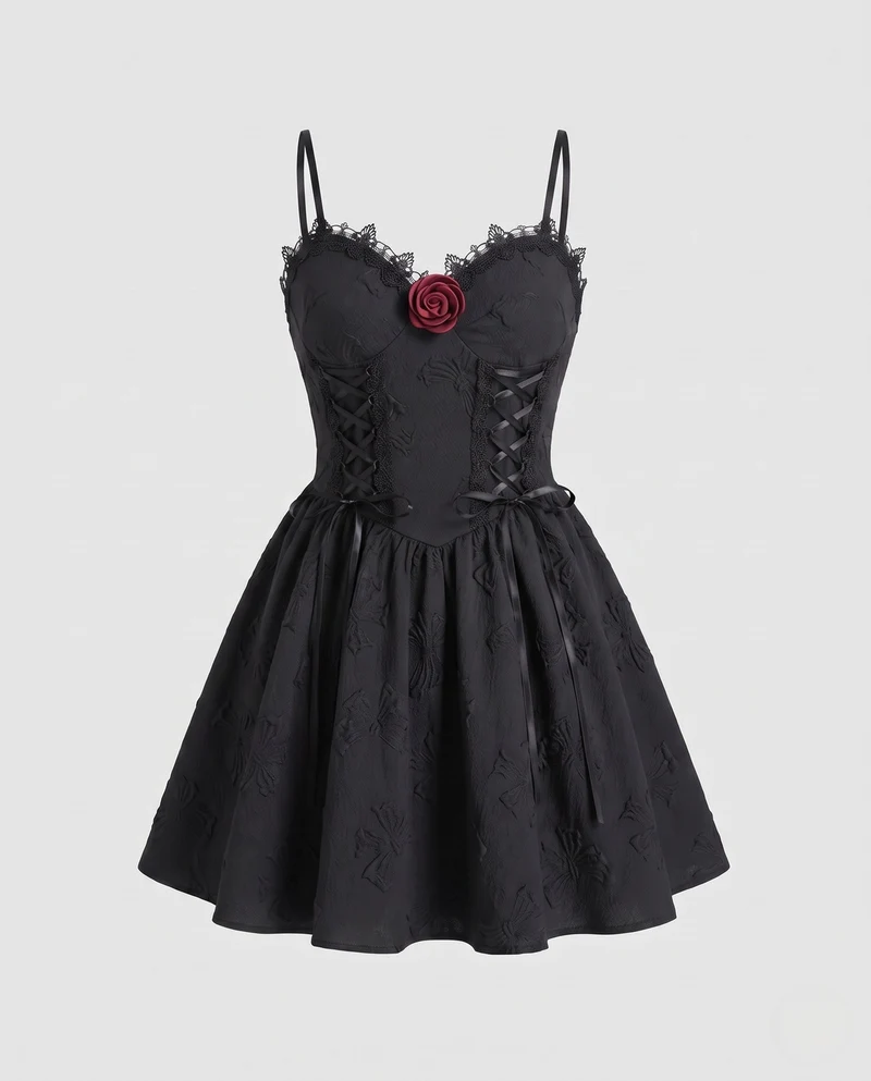 Damen Elegantes Korsett-Kleid mit Spitzenakzenten und schmeichelnder A-Linien-Silhouette Nord Taschen