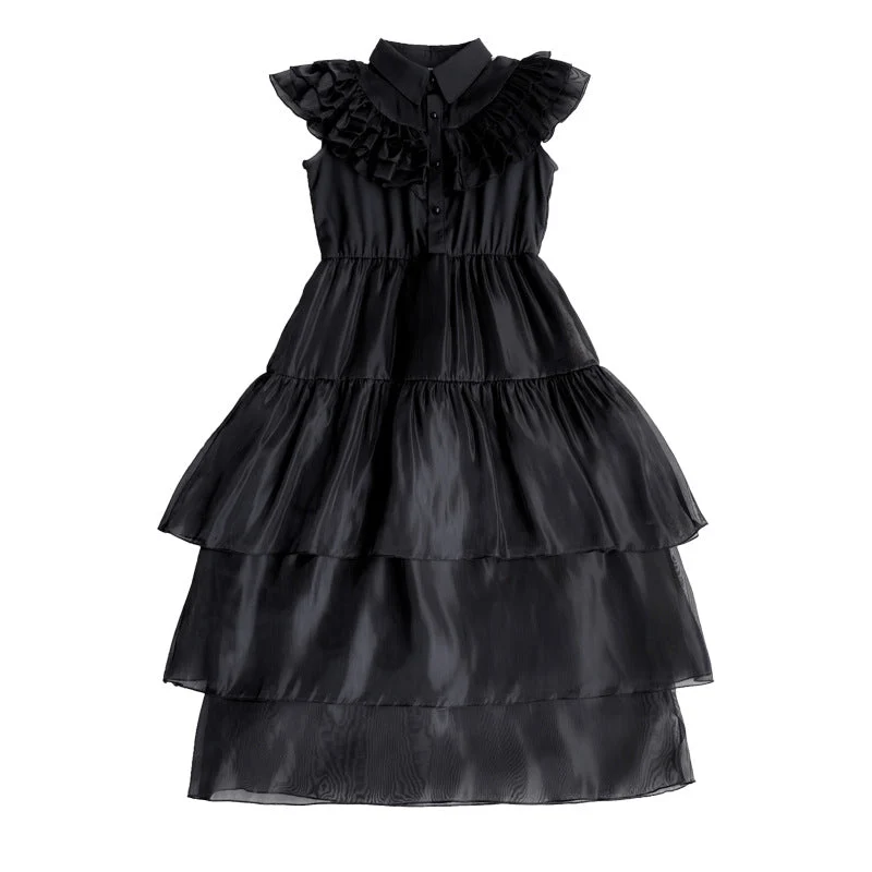 Damen Elegantes Maxi-Kleid mit voluminösen Rüschen und Taillengürtel Nord Taschen
