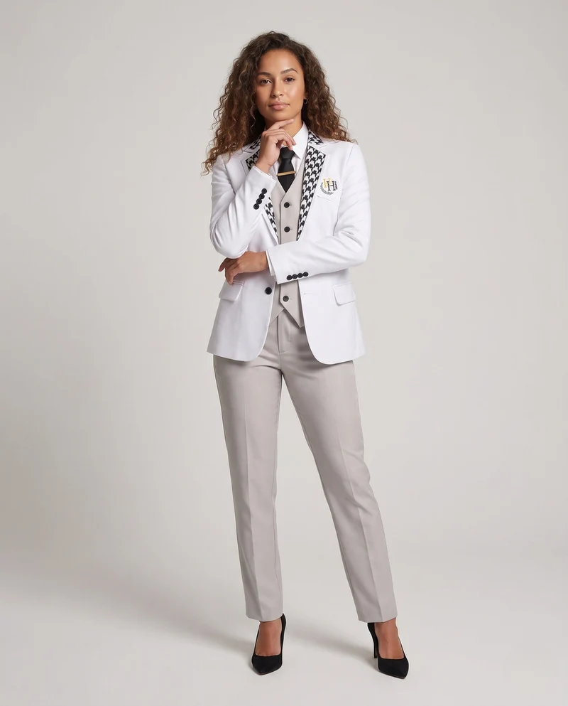 Damen Elegantes Blazer-Outfit mit integriertem Hoodie und schmaler Hose Nord Taschen