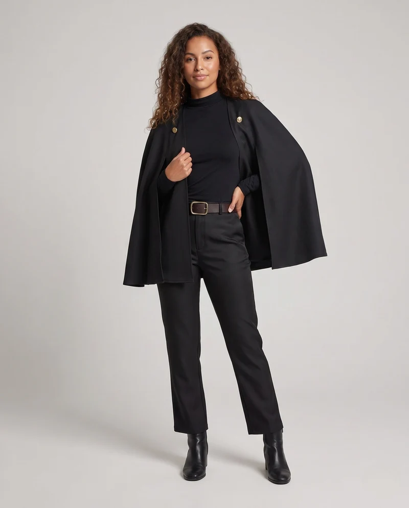 Damen elegantes Cape-Kostümset mit bequemer Unterwäsche und modischen Hosen Nord Taschen