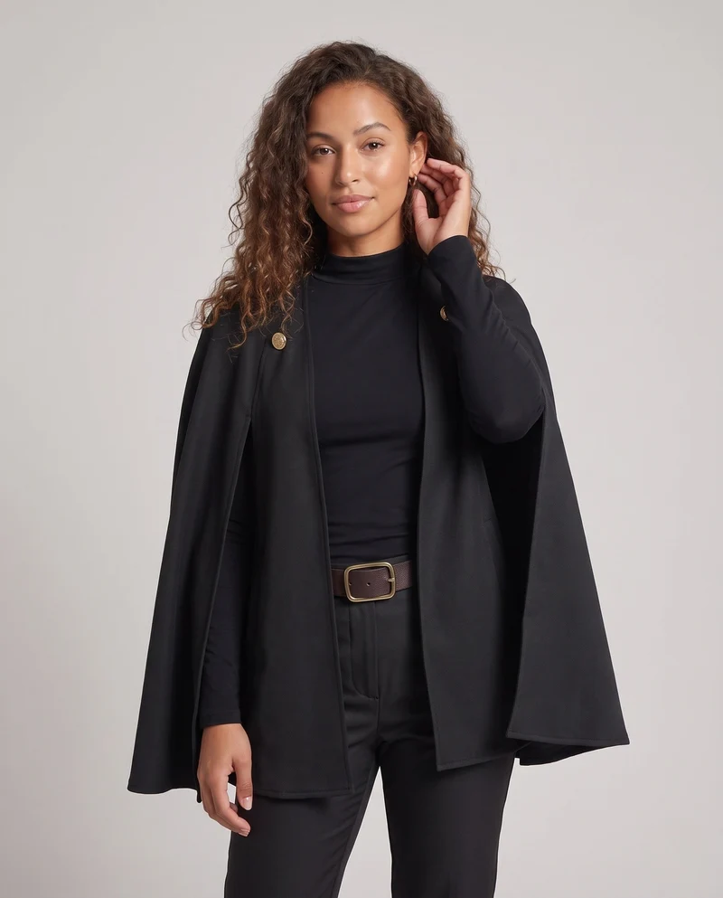Damen elegantes Cape-Kostümset mit bequemer Unterwäsche und modischen Hosen Nord Taschen