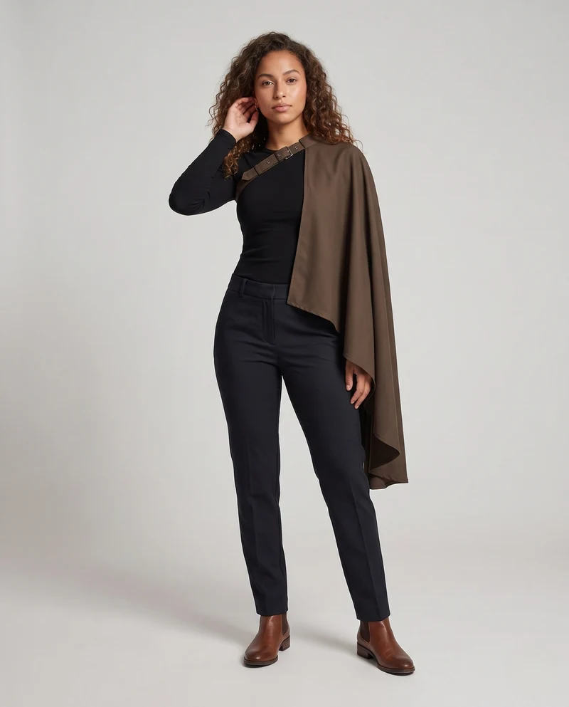Damen elegantes Cape mit dekorativem Saum Nord Taschen