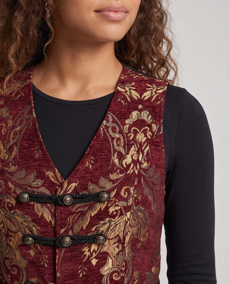 Damen elegantes, gemustertes Weste mit edlen Knöpfen Nord Taschen