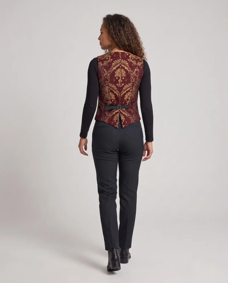 Damen elegantes, gemustertes Weste mit edlen Knöpfen Nord Taschen