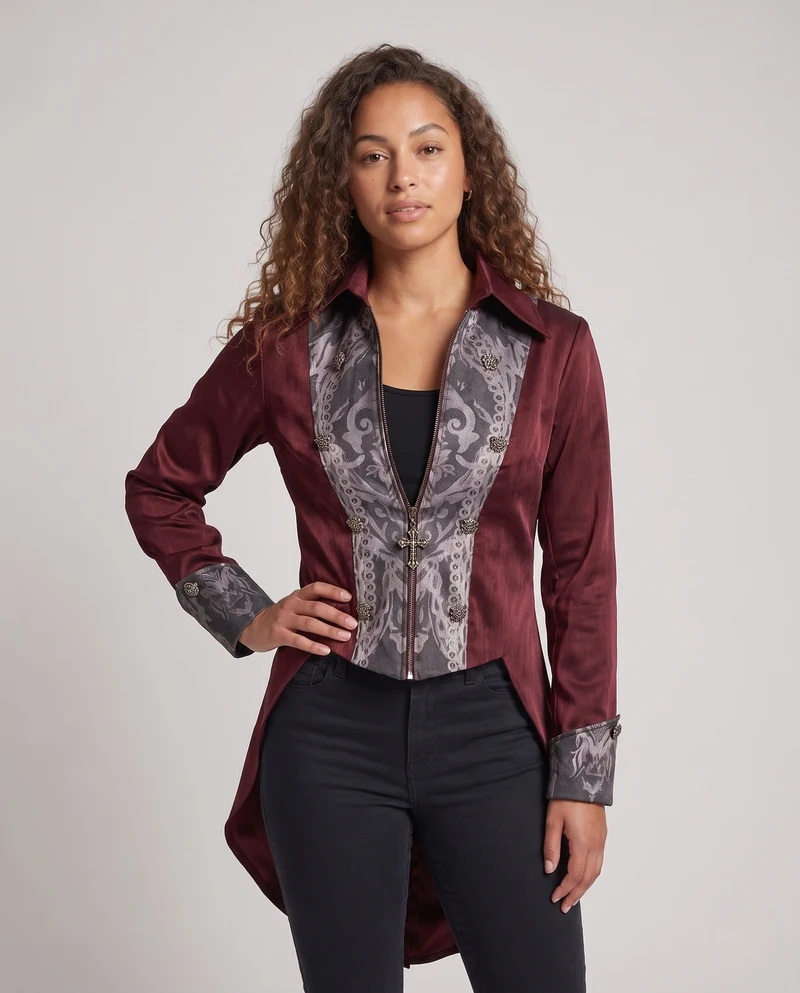 Damen Elegantes historischen Kostümjacke mit kunstvollen Verzierungen Nord Taschen