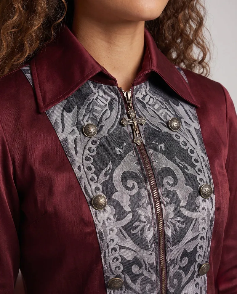 Damen Elegantes historischen Kostümjacke mit kunstvollen Verzierungen Nord Taschen