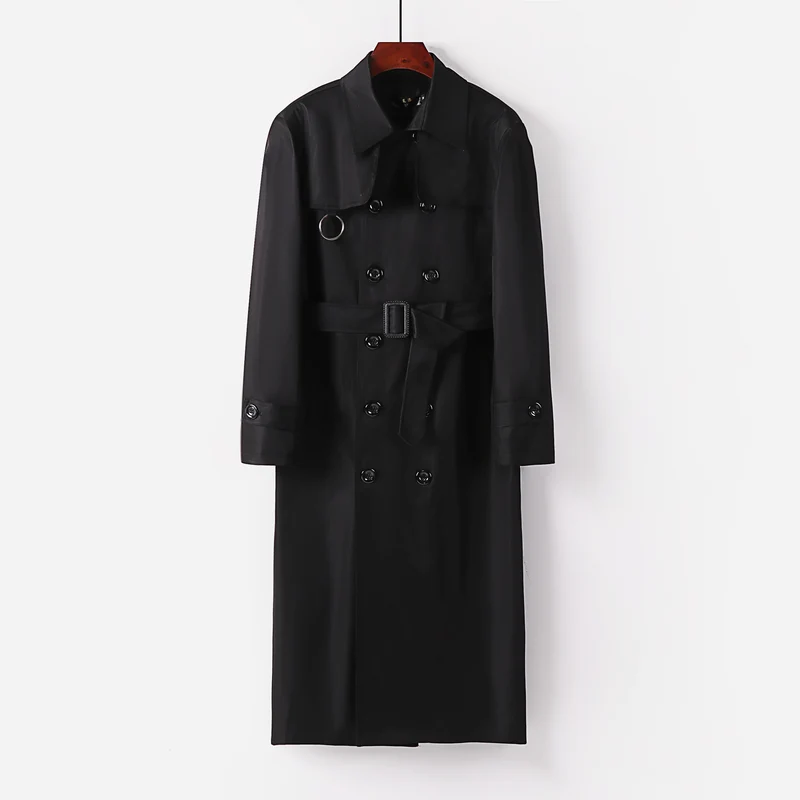 Herren Doppelreihiger Leichter Trenchcoat mit Taillengürtel Nord Taschen