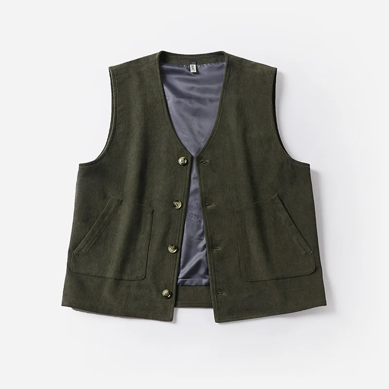 Herren Cordweste mit Satinfutter, V‑Ausschnitt und aufgesetzten Taschen Nord Taschen