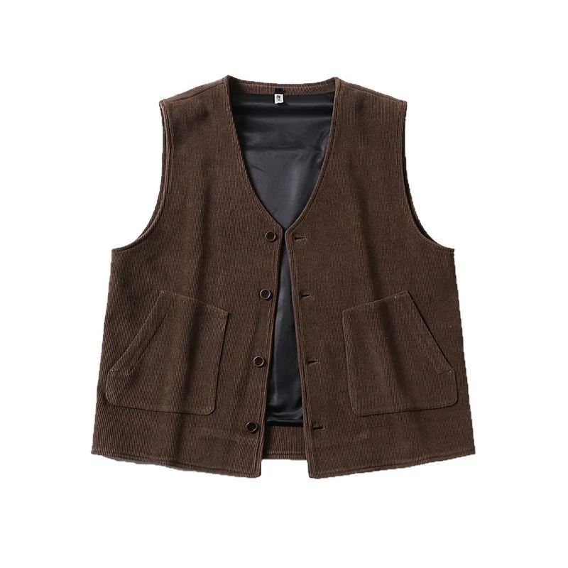 Herren Cordweste mit Satinfutter, V‑Ausschnitt und aufgesetzten Taschen Nord Taschen
