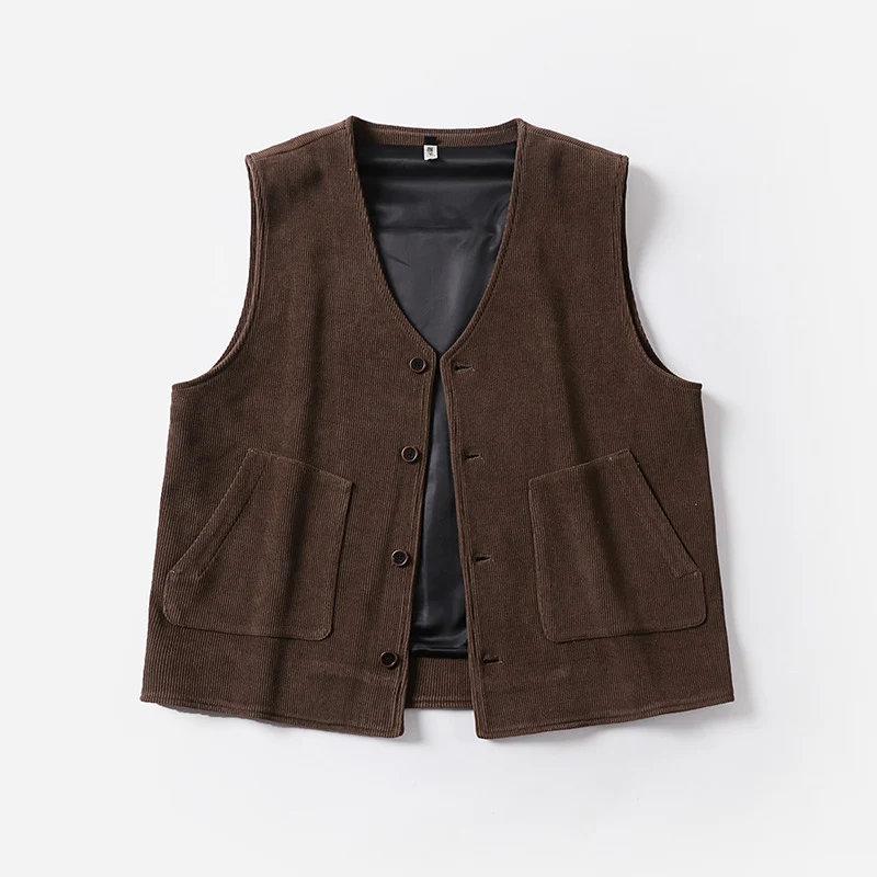 Herren Cordweste mit Satinfutter, V‑Ausschnitt und aufgesetzten Taschen Nord Taschen