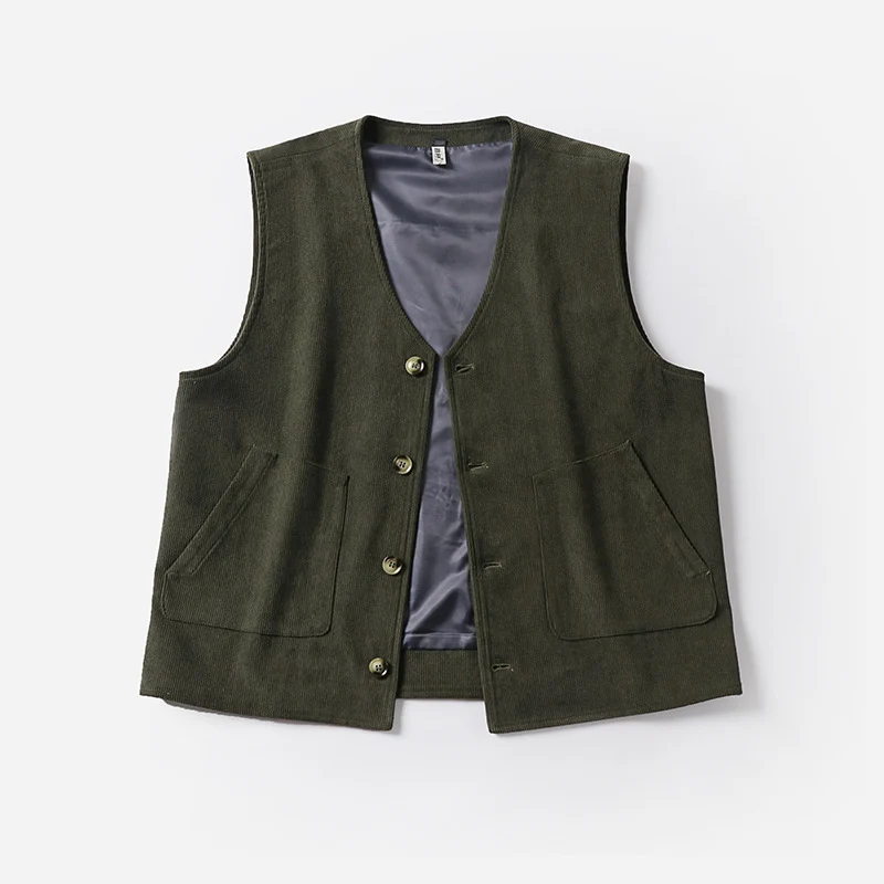 Herren Cordweste mit Satinfutter, V‑Ausschnitt und aufgesetzten Taschen Nord Taschen