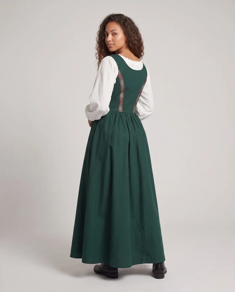 Damen Langarm Kleid mit detailreicher Schnürung und floralen Akzenten Nord Taschen