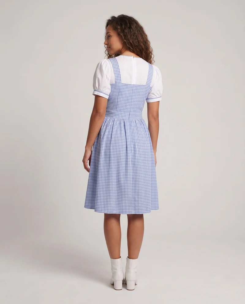 Damen Latzkleid im klassischen Karomuster mit knöpfbarem Oberteil Nord Taschen