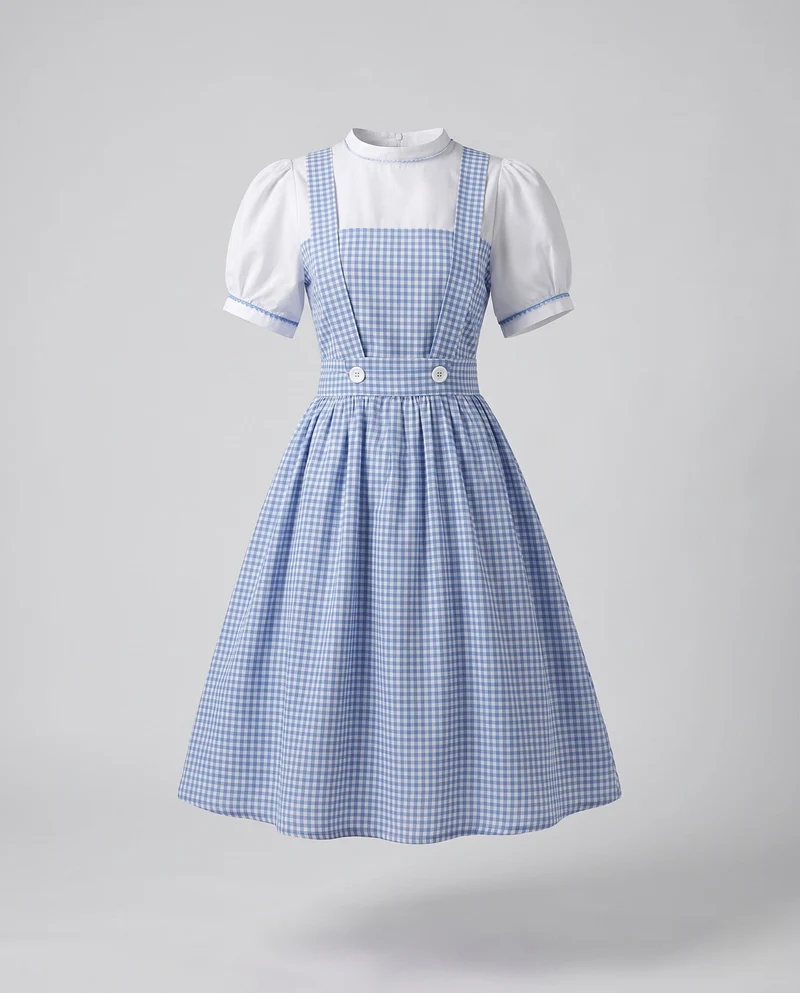 Damen Latzkleid im klassischen Karomuster mit knöpfbarem Oberteil Nord Taschen